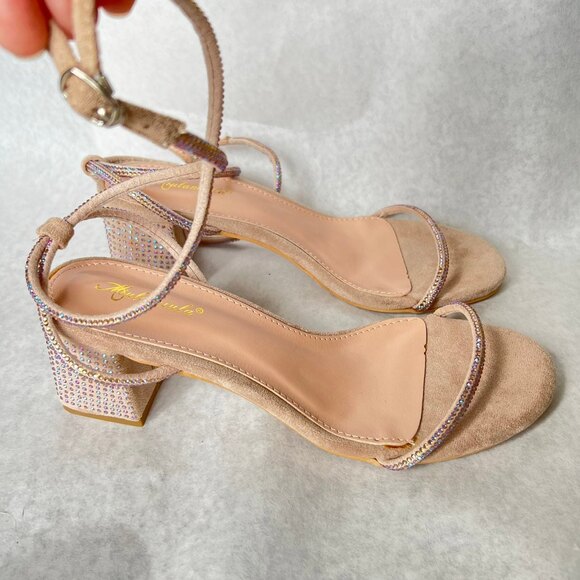 Miula Miula Sequin Studded Glittery Sexy Strappy Sandals Nude Blush Size 7 - Picture 1 of 6